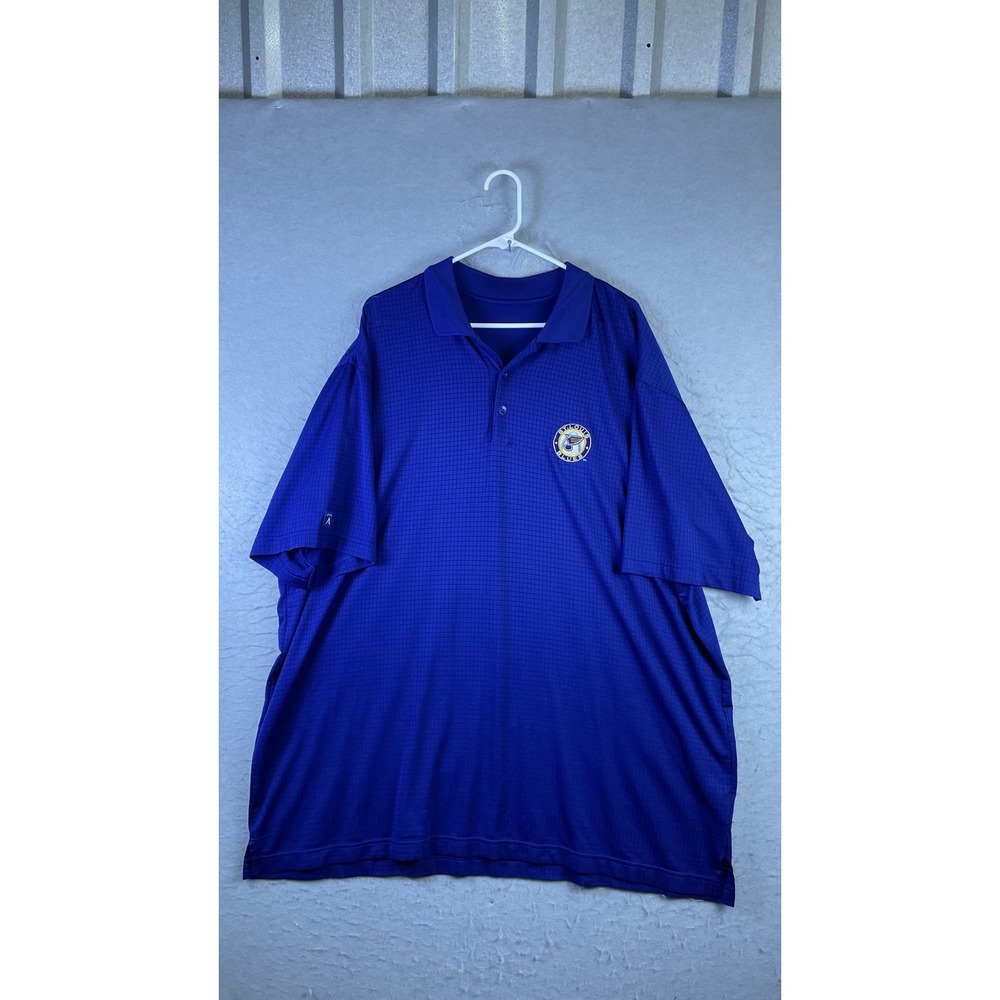 Antigua Polo Shirt Mens 3XL Blue Excellent NHL St. Louis Blues Grid Short Sleeve